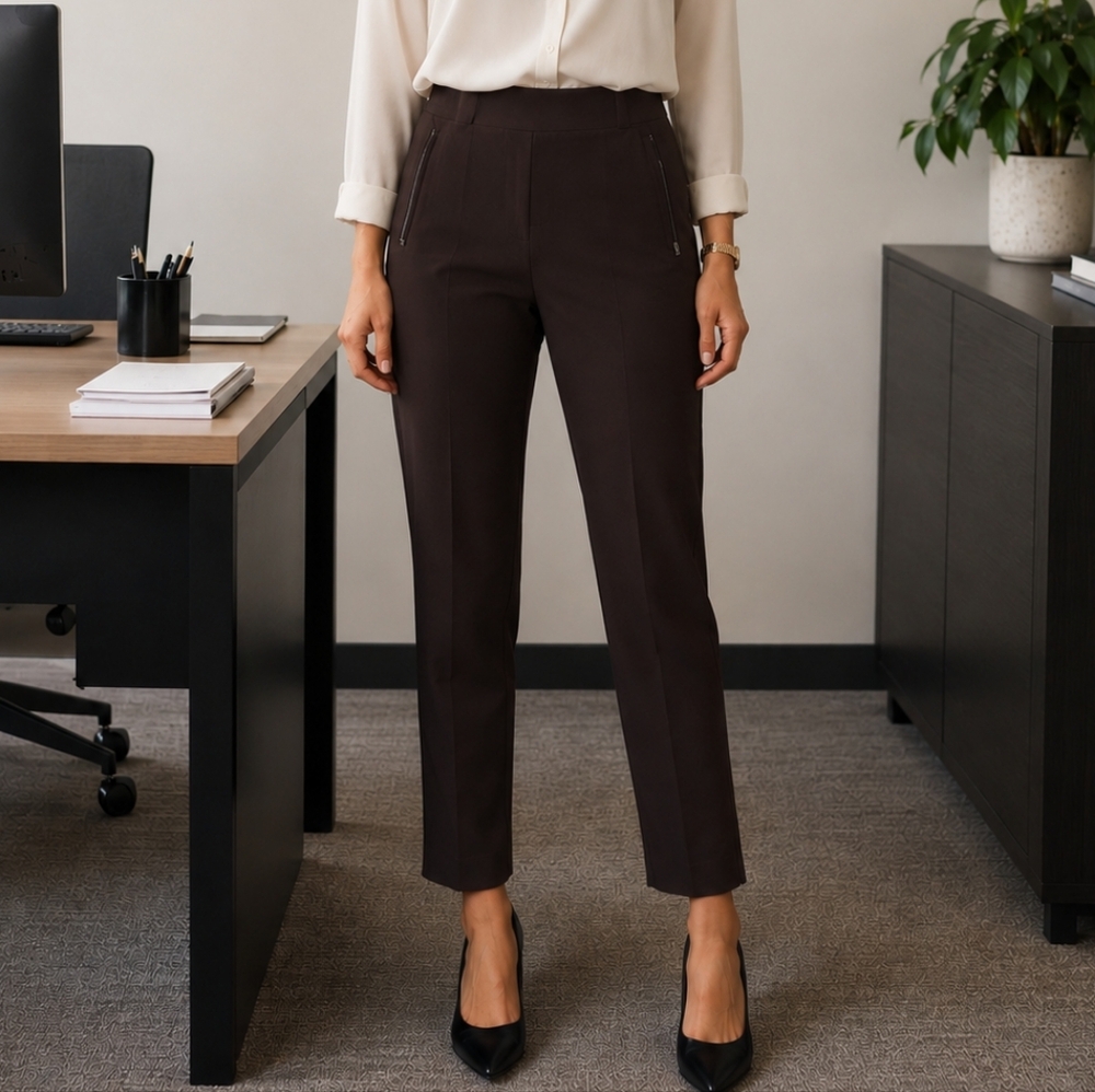 Athleta Brown High Rise Slim Tapered Pull-On Pants Women’s Size 10 Athleisure